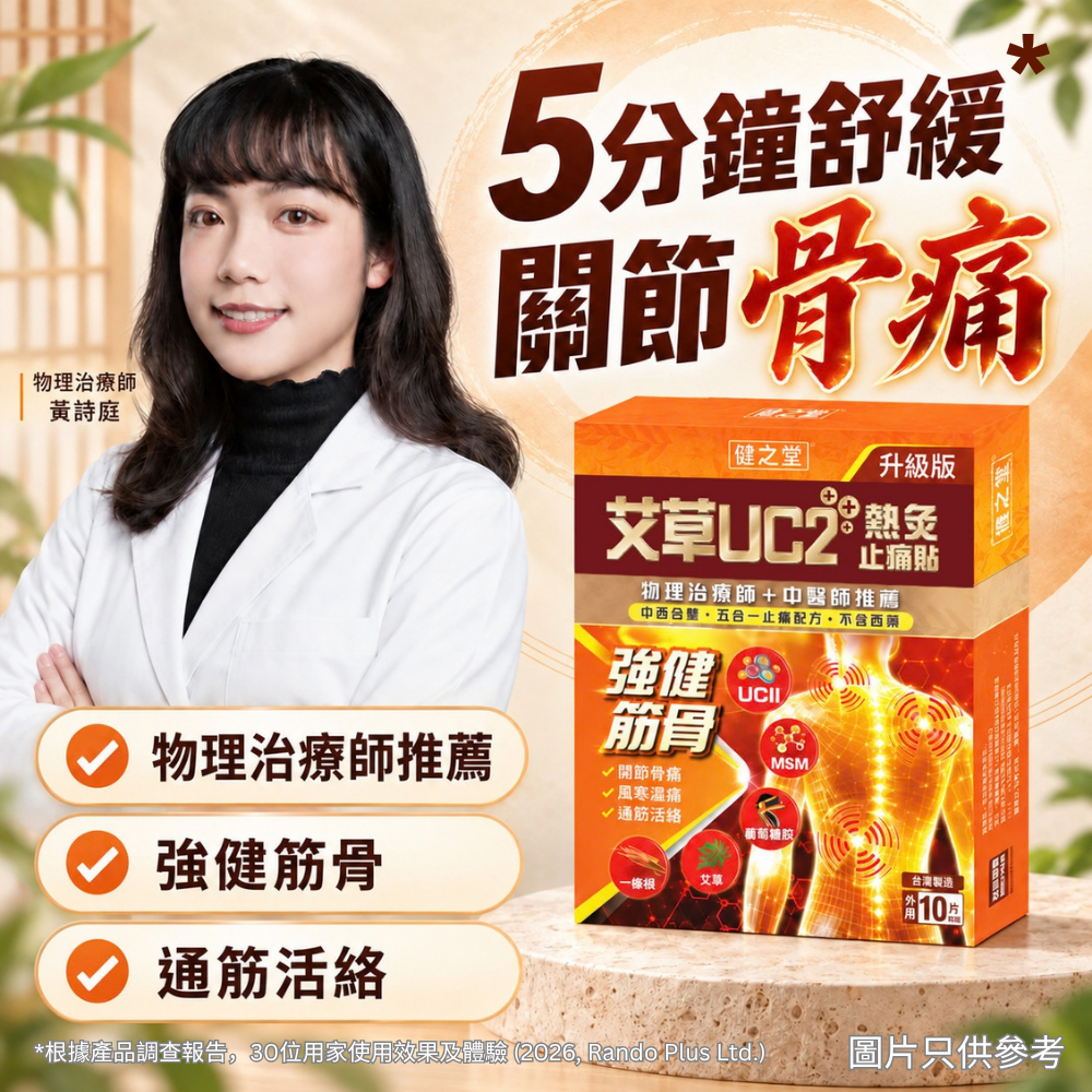 健之堂艾草UC2+++熱灸止痛貼 10片