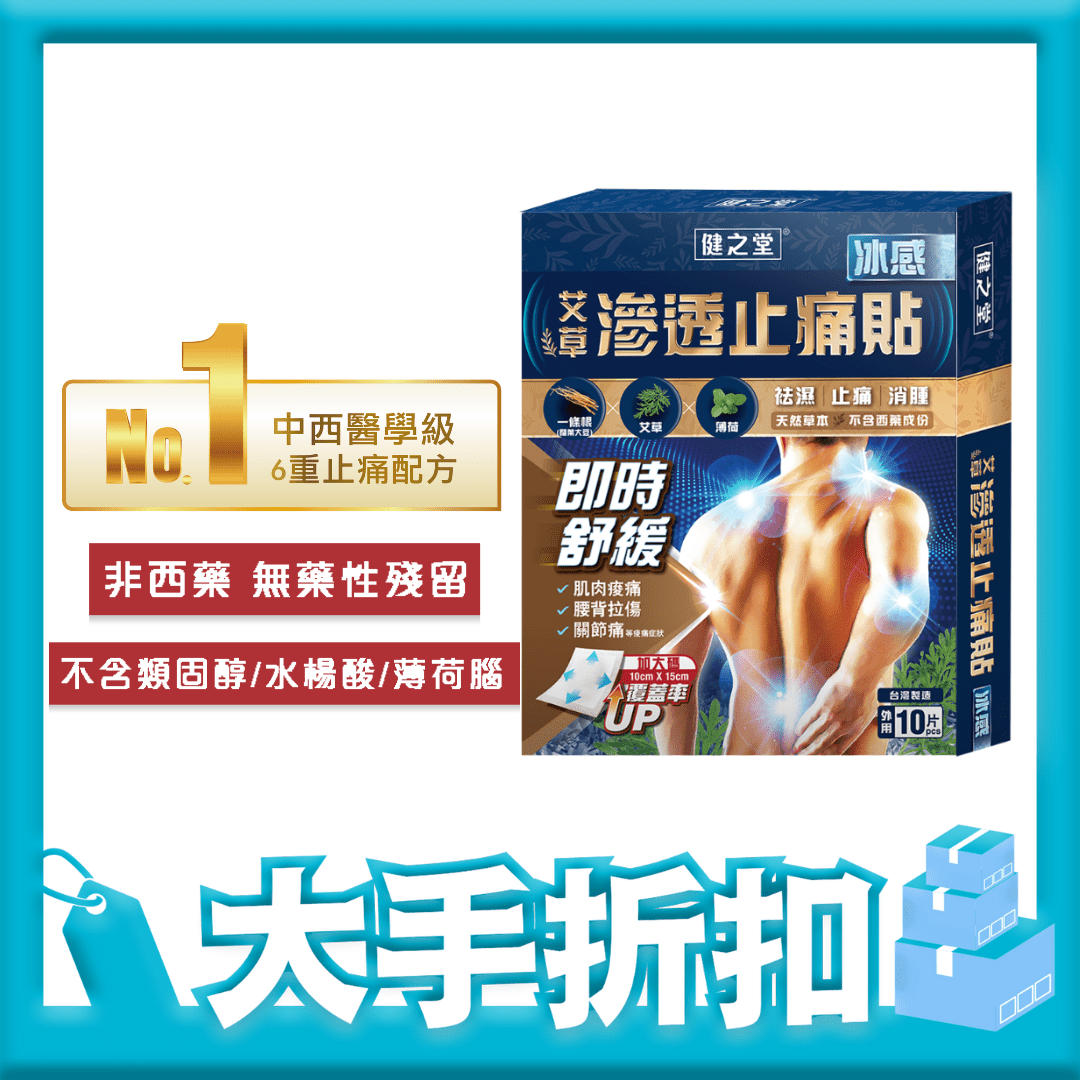 健之堂 艾草滲透止痛貼 (冰感)10盒裝 - MH Pro
