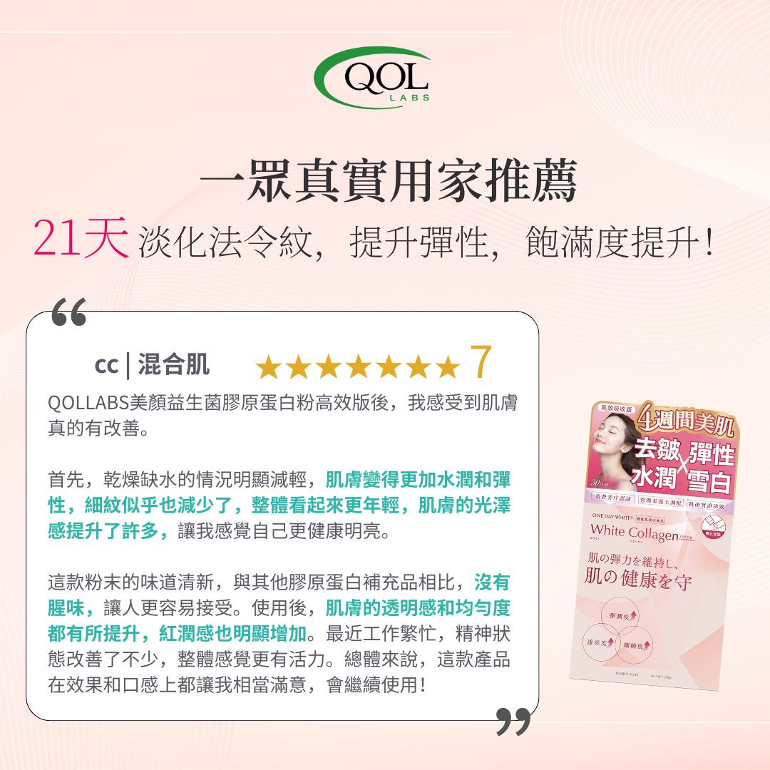 QOLLABS吃的水光針(膠原蛋白粉)21天有效-混合肌