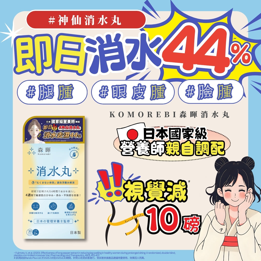 KOMOREBI - 日本森暉 神仙消水丸60粒 | 日本國家級營養師調配 | 水中銀認證去濕功效顯著 | 消水丸 | 袪濕 | 去浮腫趕走虛肥 | 快速去濕