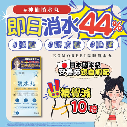 KOMOREBI - 日本森暉 神仙消水丸60粒 | 日本國家級營養師調配 | 水中銀認證去濕功效顯著 | 消水丸 | 袪濕 | 去浮腫趕走虛肥 | 快速去濕